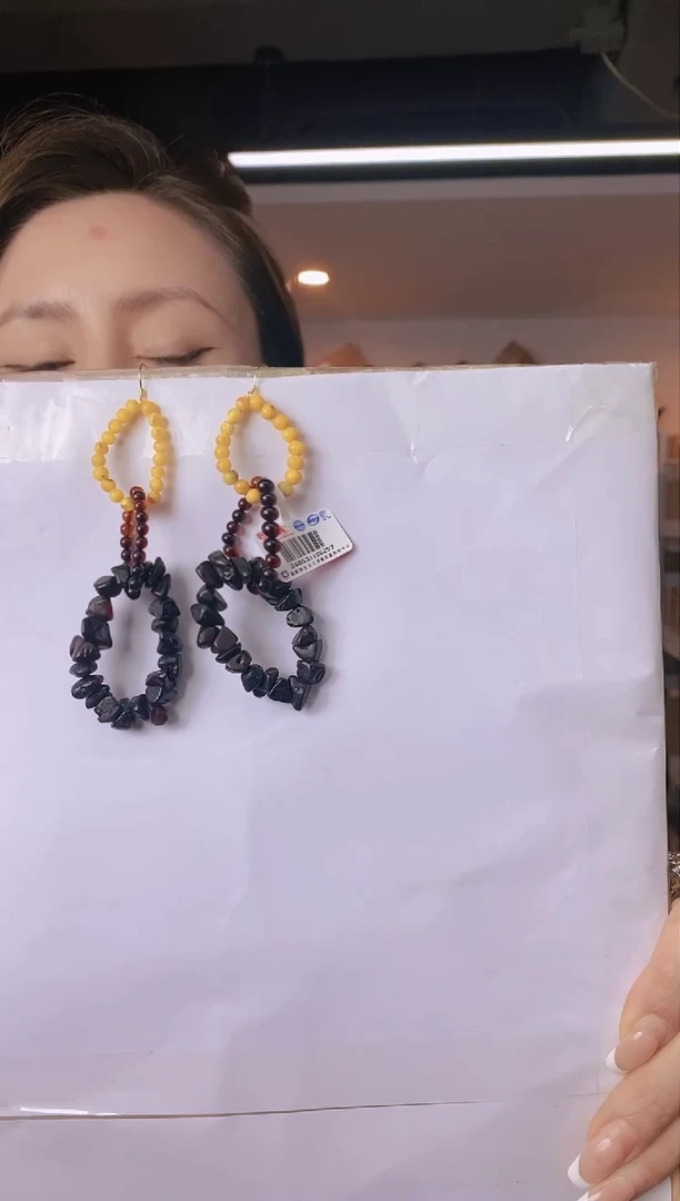 【闪购商品】琥珀耳饰银S925镶嵌多样性发一2-179