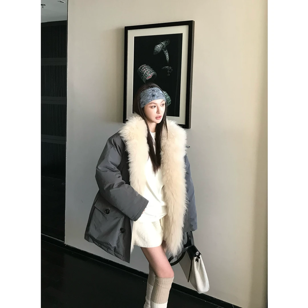 COCO皮草【基础百搭】三防可拆卸山羊绒白鹅绒保暖外套