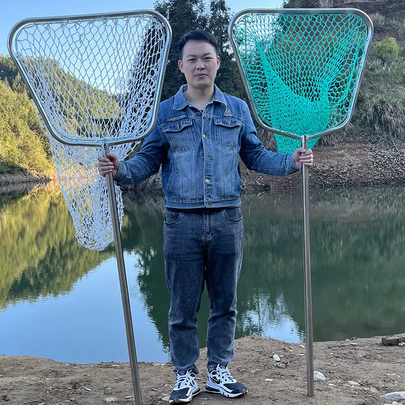 一体不锈钢抄网捞鱼网大物巨物水产鱼捕捞超硬全套大眼渔具渔网兜