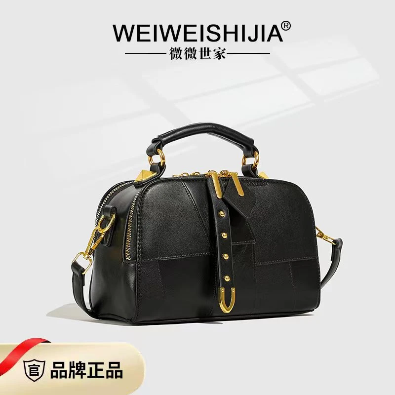 双开口大容量波士顿枕头包手提包单肩斜挎包6751