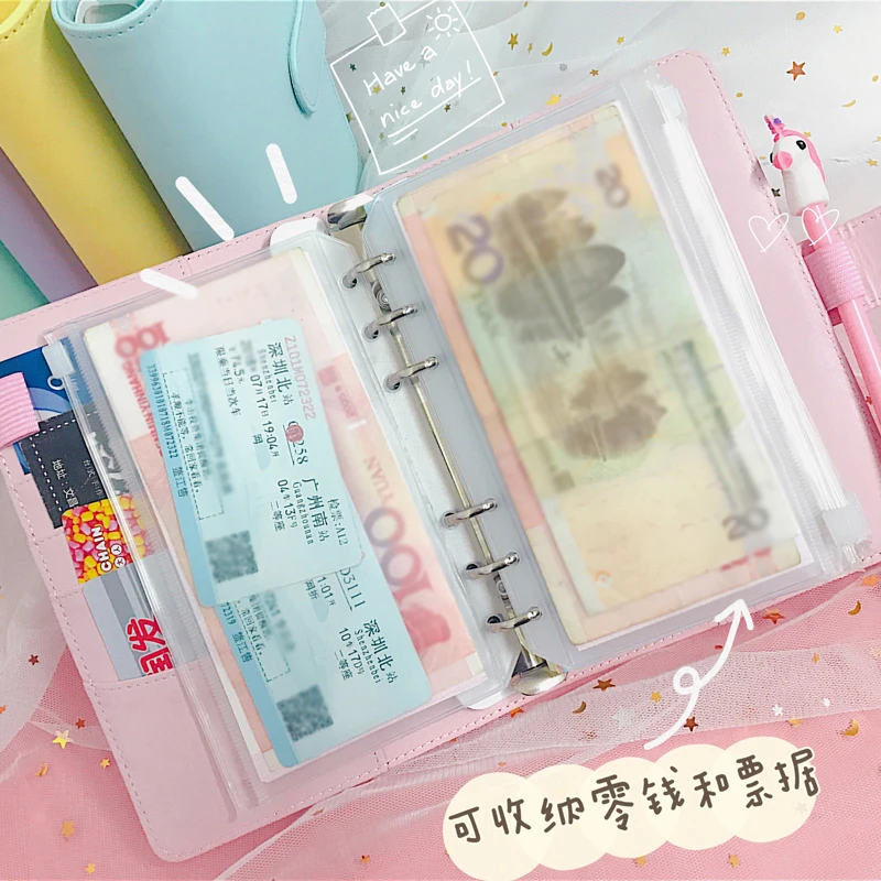 皮面记账本日本媳妇可装钱活页拉链袋日式送礼物手账本旅行收纳册