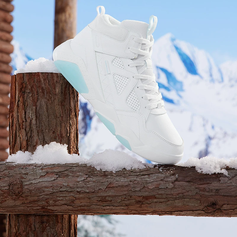 361°【雪绒】雅丹风男女款革面加绒运动鞋秋季中高帮厚底百搭板鞋