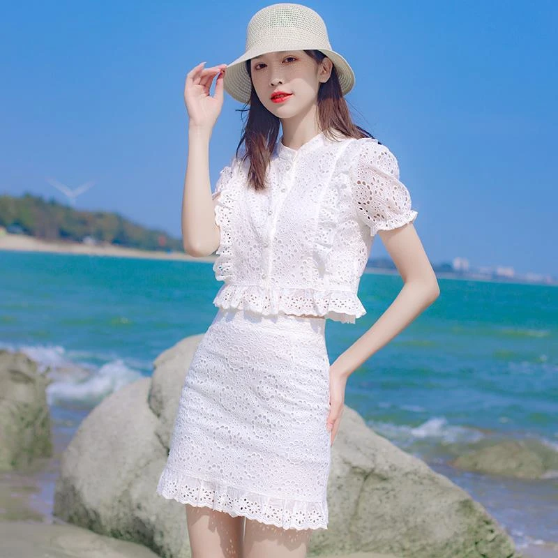 小香风炸街套装+短裙女夏甜美港味网红减龄小个子两件套裙子外套