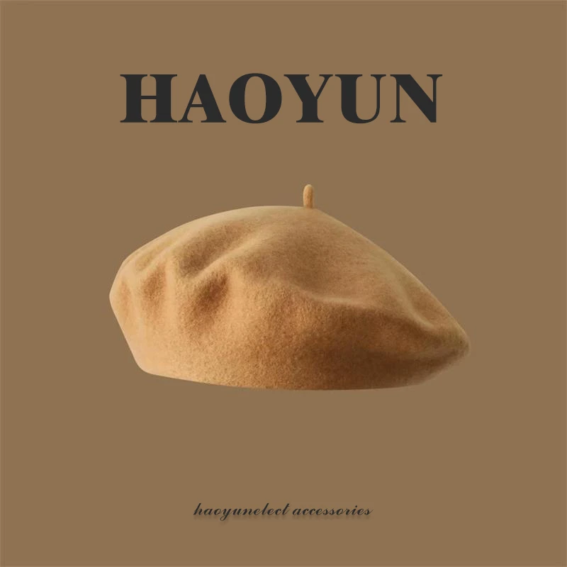 2024版ins休闲百搭羊毛贝雷帽英伦复古帽子女秋冬画家帽网红时尚