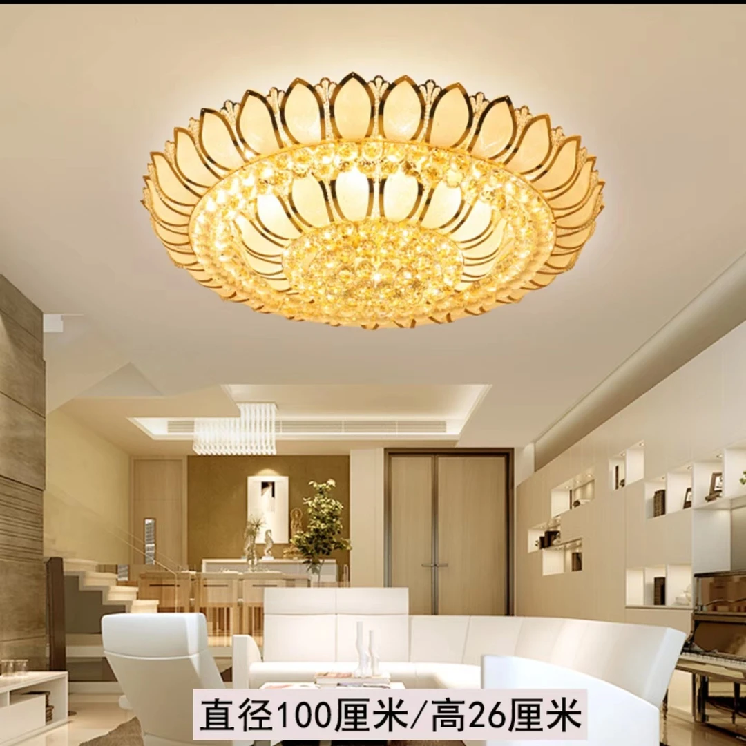 莲花水晶灯圆形客厅灯简约现代吸顶灯简约现代卧室灯温馨房间灯具