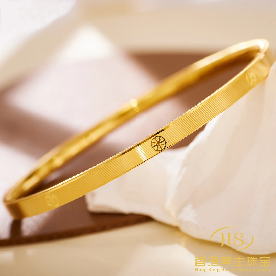 5D工艺足金999卡家米字拉丝金手镯卡4mi窄版黄金首饰-多退少补