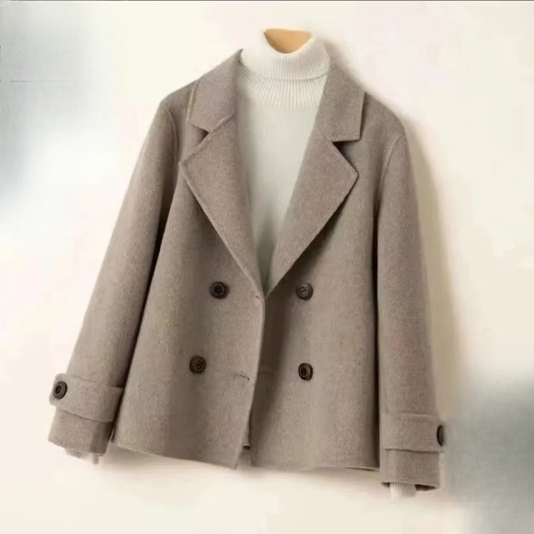 2024年秋冬季新款大衣气质西装宽松显瘦小个子外套短款双面呢大衣