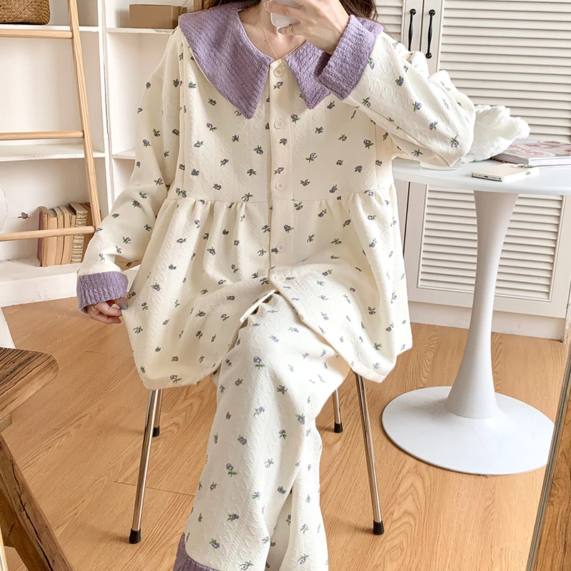 【10-3月中厚款空气棉】秋冬月子服哺乳睡衣喂奶孕妇夹层睡衣套装