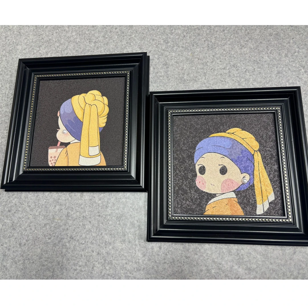 珍珠实物法式中古风装饰画高级感客厅玄关餐厅卧室珍珠女孩两联