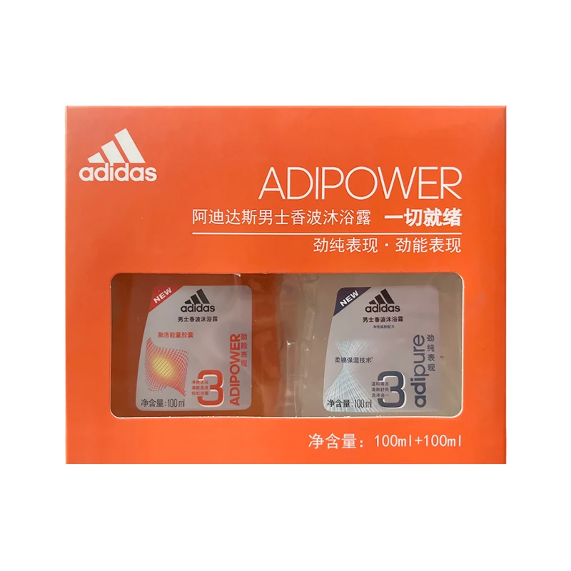 阿迪达斯劲能劲纯沐浴露男士沐浴套装（100ml+100ml）*2