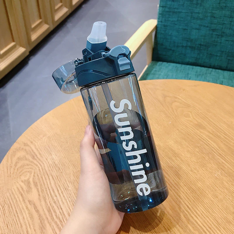 水杯女学生韩版简约塑料杯男带吸管高颜值大容量便携健身杯子