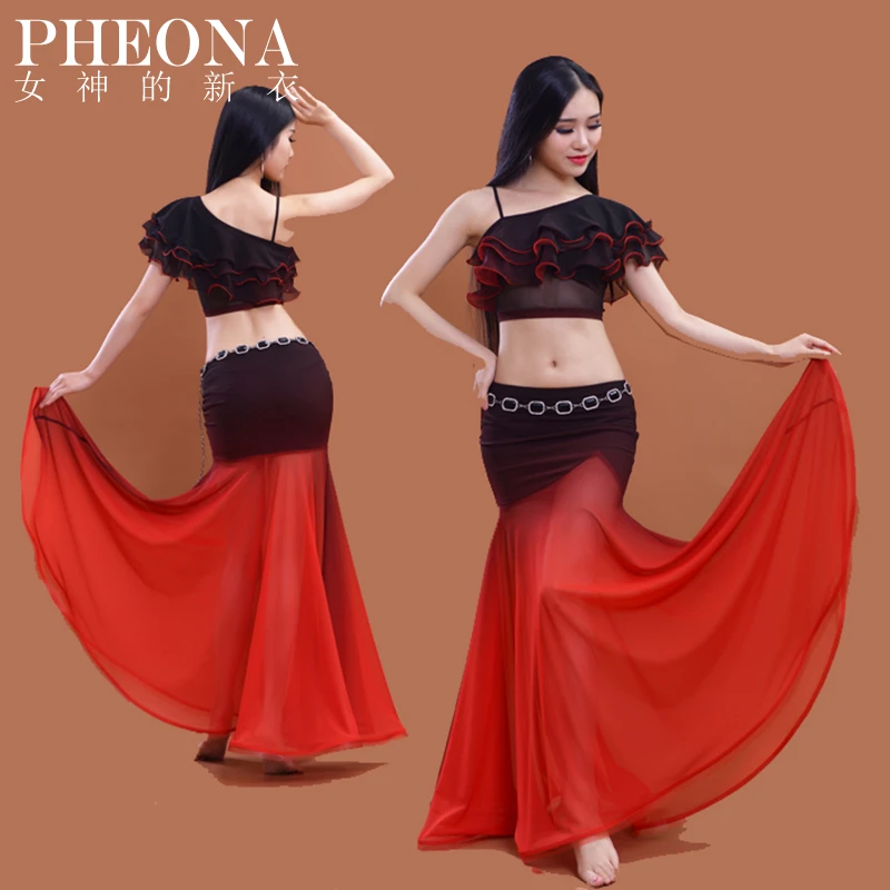 PHEONApheona女神的新衣肚皮舞新款练功服装渐变色360度大摆X47
