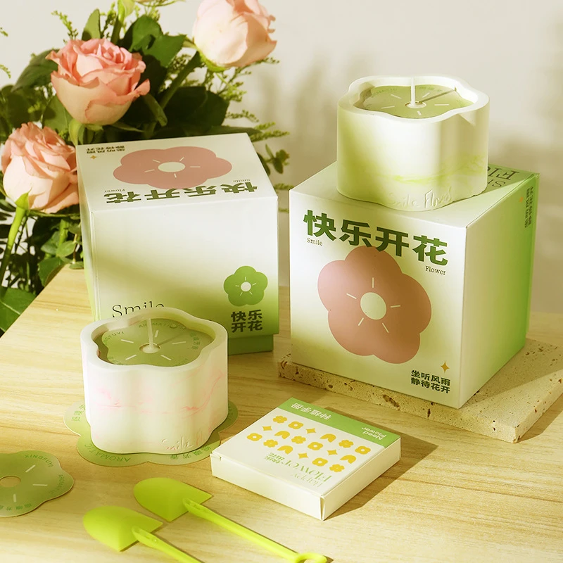 快乐出花香薰蜡烛礼盒生日礼物送女生朋友闺蜜小众高级感室内香氛