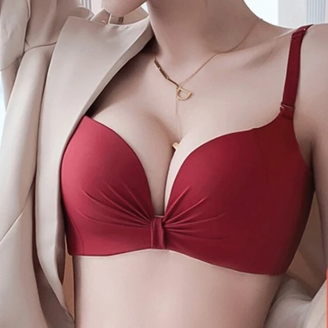 聚拢显瘦本命年红色结婚性感内衣女小胸无钢圈收副乳调整型文胸套