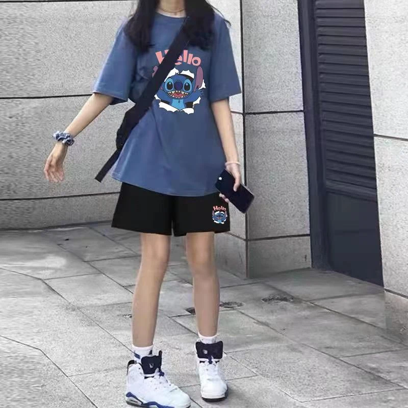 纯棉休闲套装女短袖短裤宽松夏季五分裤子学生显瘦减龄洋气运动服