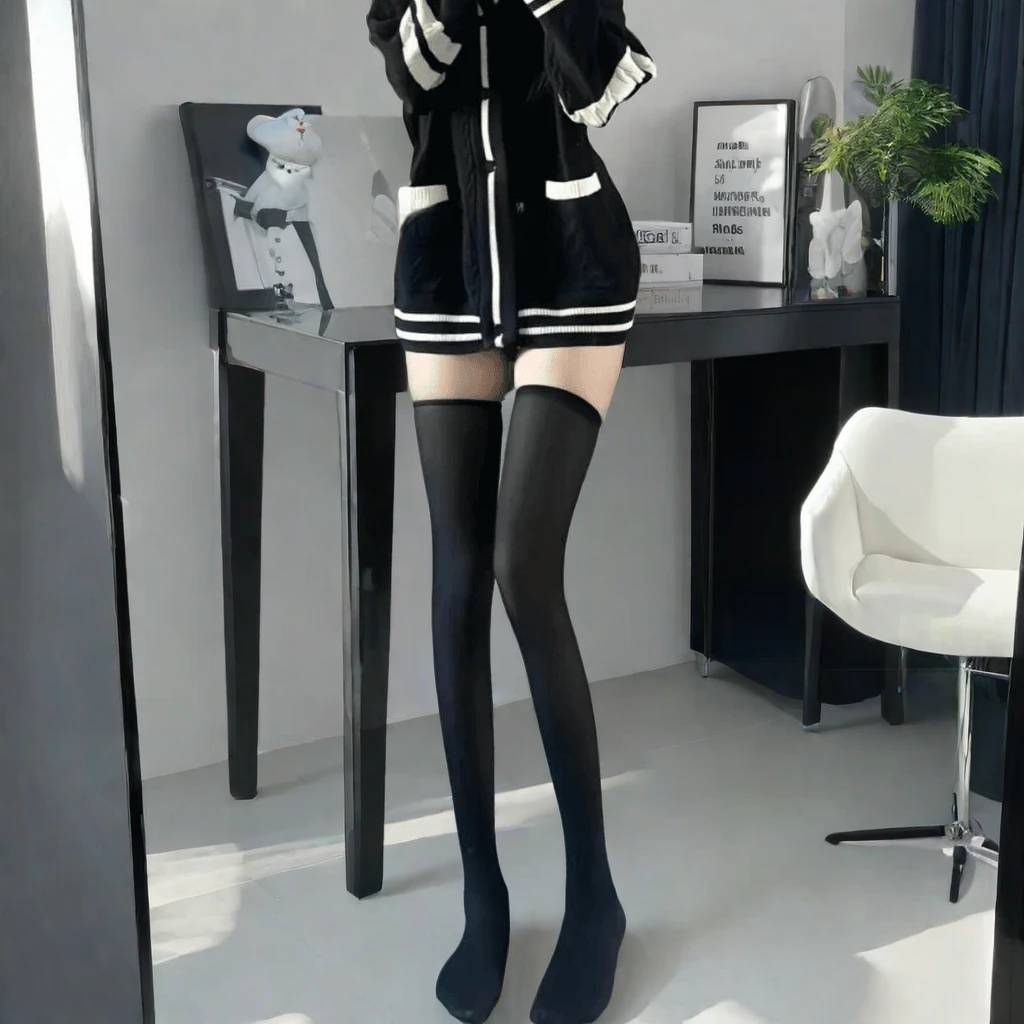 纯欲学生JK过膝袜高筒袜丝袜日系纯色白搭高颜值2024女辣妹基础