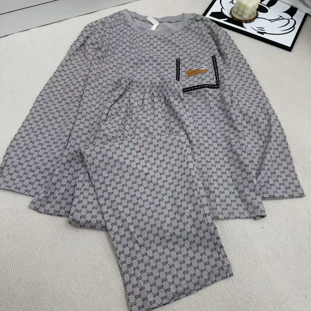 新品长袖长裤秋冬加肥男士家居服长袖长裤休闲时尚韩版睡衣两件套