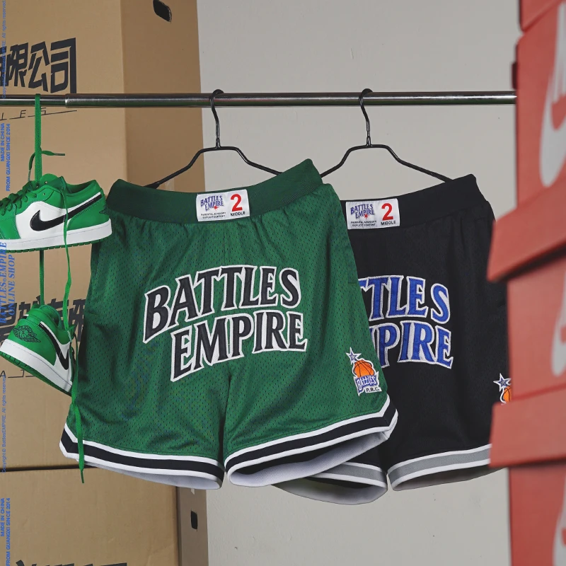 Battles 街头刺绣透气运动美式篮球短裤男五分裤休闲宽松