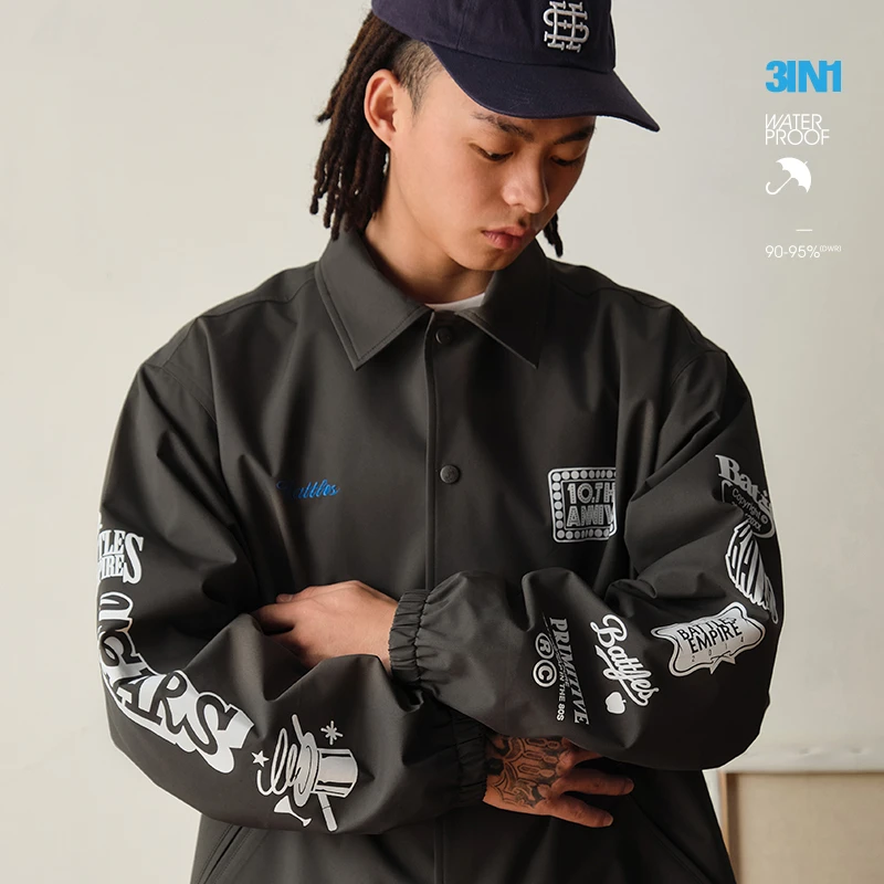 Battles 10周年教练夹克三合一防风防泼水机能宽松外套美式