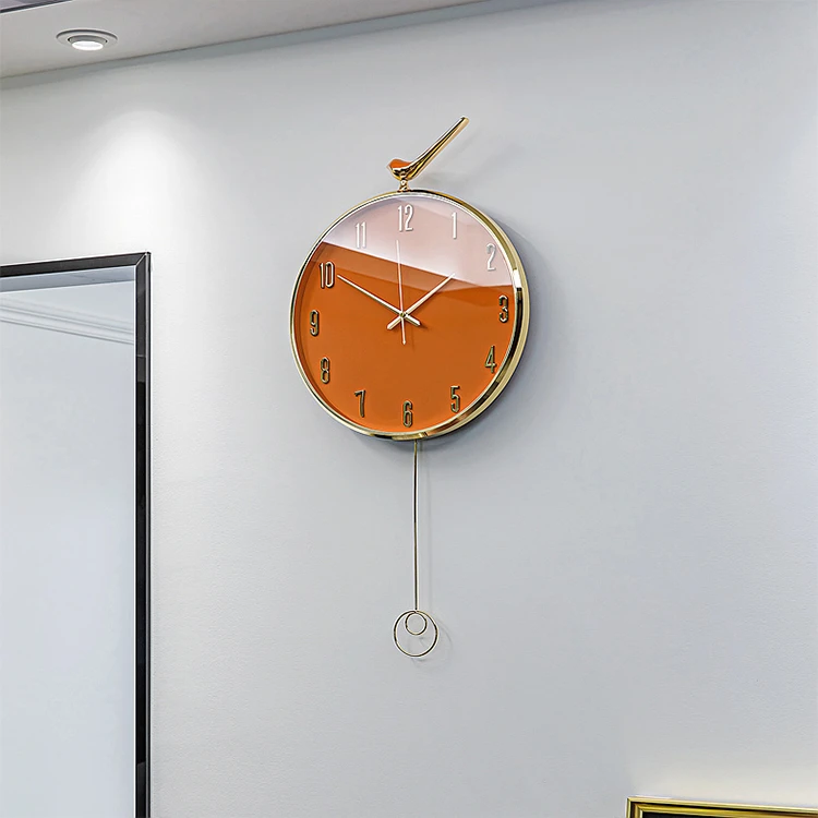 喜雀现代轻奢简约挂钟时尚客厅家用钟表网红大气装饰个性静音挂墙