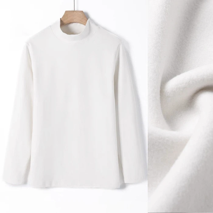 德绒半高领打底衫内搭叠秋冬季加绒加厚修身卫衣重磅美式长袖t恤