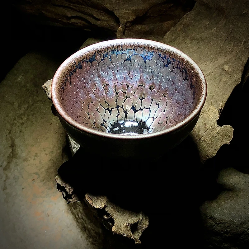 彩金建盏手工主人杯油滴紫金茶盏陶瓷大号家用杯茶具天目单杯匠心