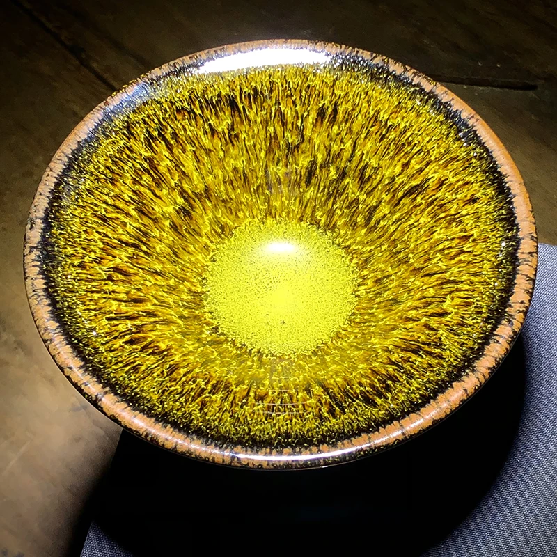 仿古斗笠兔毫金丝天目变单杯釉窑茶杯大号专用主人杯茶具茶盏传统