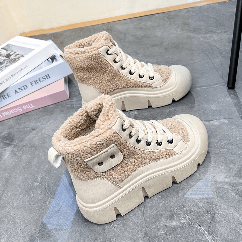 2023冬季新款加绒百搭学生棉鞋潮高帮鞋女厚底休闲鞋HY611//WJ