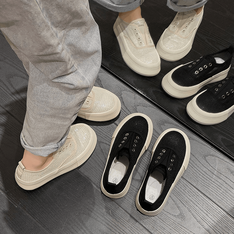 女2024夏季新款学生韩版ins潮百搭厚底一脚蹬休闲鞋小白鞋6527//C