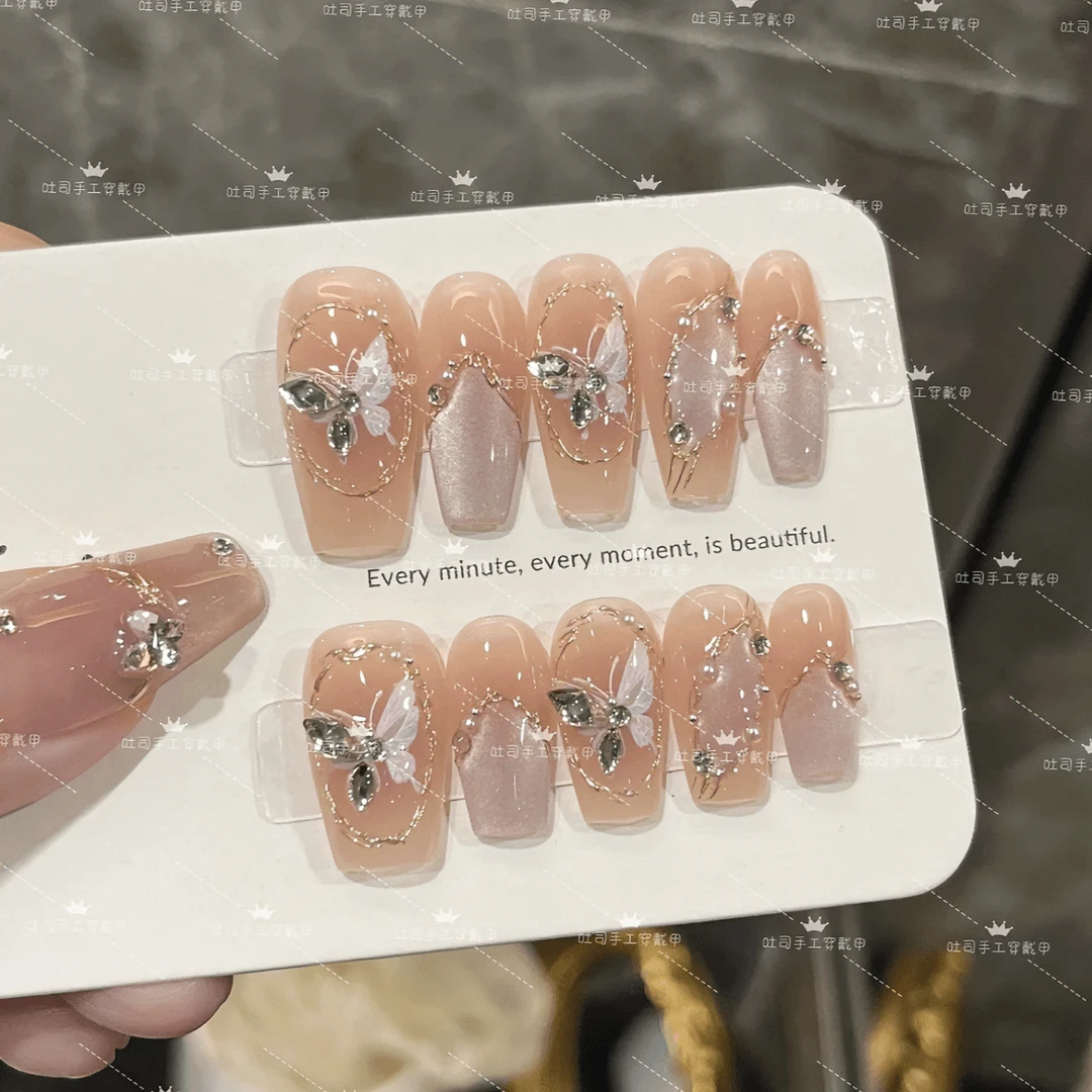 【一见倾心】纯手工穿戴甲可反复穿戴流行气质美甲