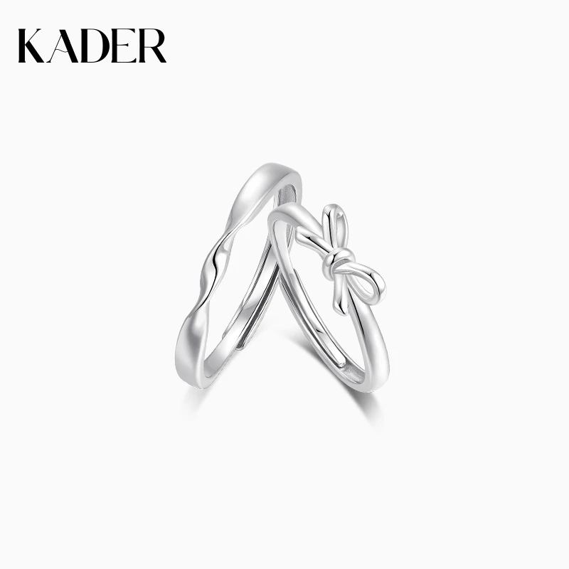 KADER/卡蒂罗 足银戒指 丝带结情侣对戒纯银时尚百搭轻奢可调节
