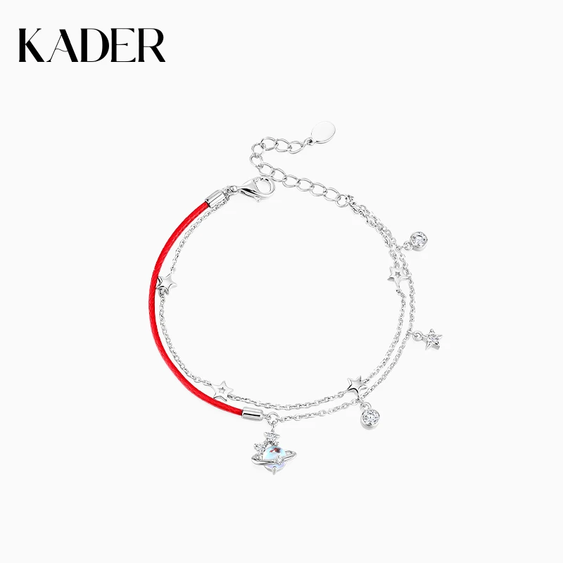 KADER/卡蒂罗 925银手链 许愿星双链手链女生925银红绳轻奢小众