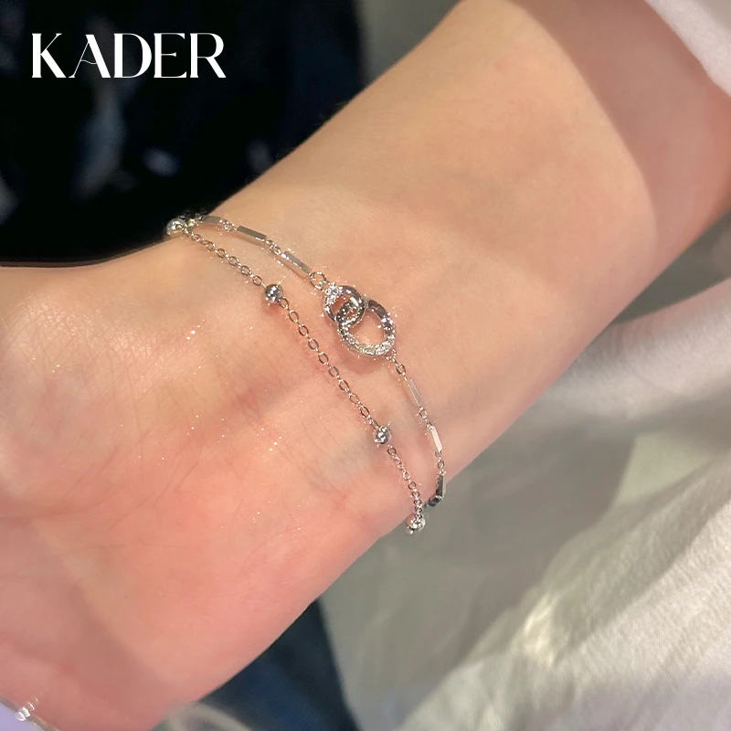 KADER/卡蒂罗 925银手链 几何双环手链百搭简约小众设计时尚轻奢