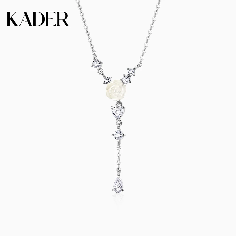 KADER/卡蒂罗 坠链均925银 月光玫瑰项链纯银百搭时尚简约灵动