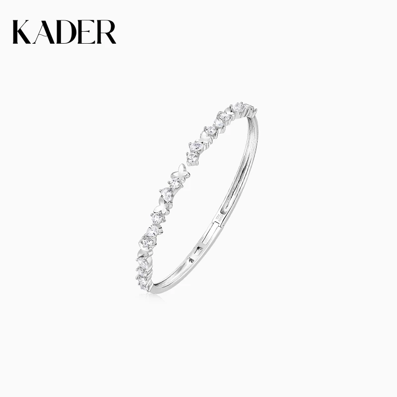 KADER/卡蒂罗 925银合成锆石手镯 星光蝴蝶手镯女银镯子经典百搭