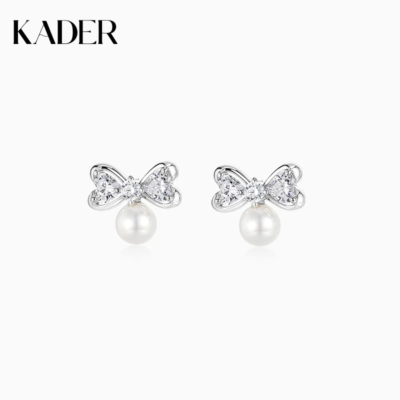 KADER/卡蒂罗 925银耳饰 甜心蝴蝶结耳钉女贝珠耳饰小众设计高级