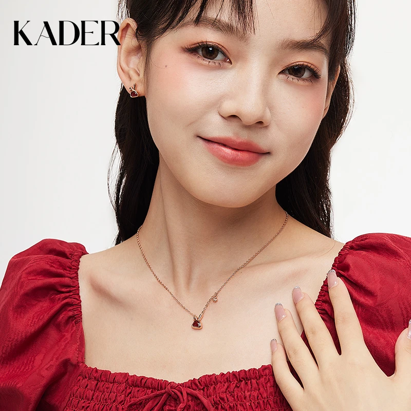 KADER/卡蒂罗兔子项链轻奢小众红玛瑙吊坠本命年气质百搭925银