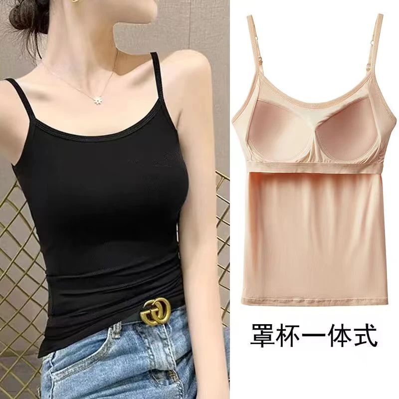 夏天薄款冰丝可调节吊带背心运动瑜伽跑步不跑杯可机洗一体式背心