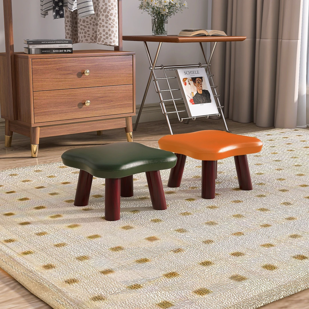 木凳子小四叶草软包凳儿童防滑矮凳小木凳门口换鞋凳