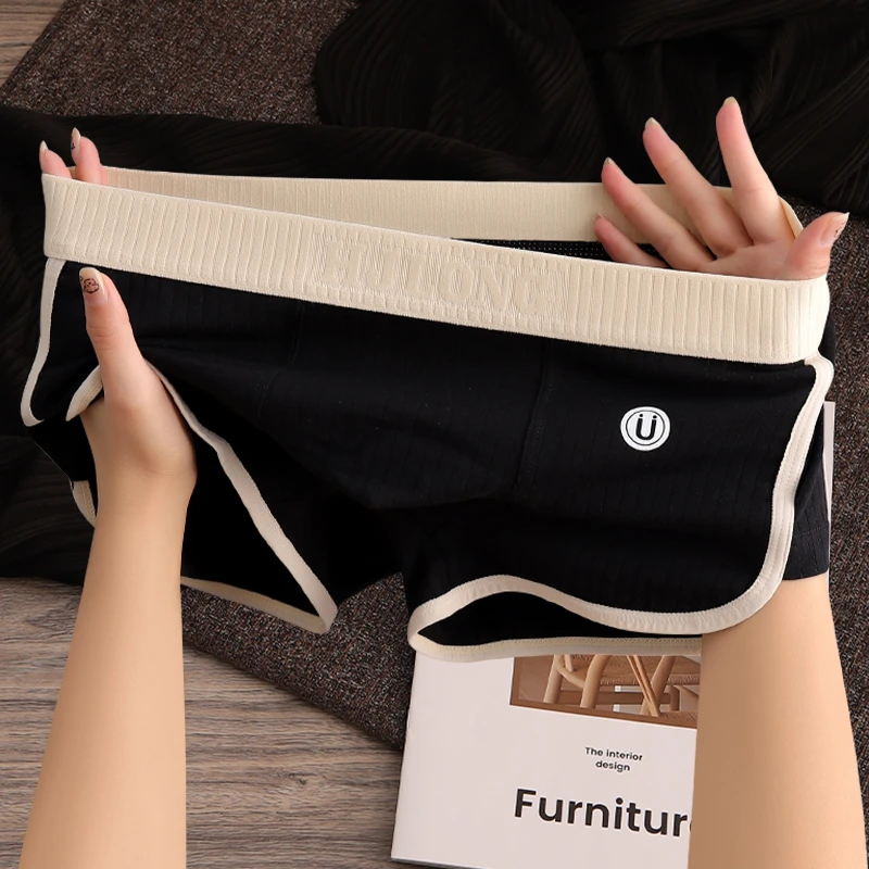 男士内裤男生新款棉质条纹运动平角裤简约男式个性透气男款四角裤