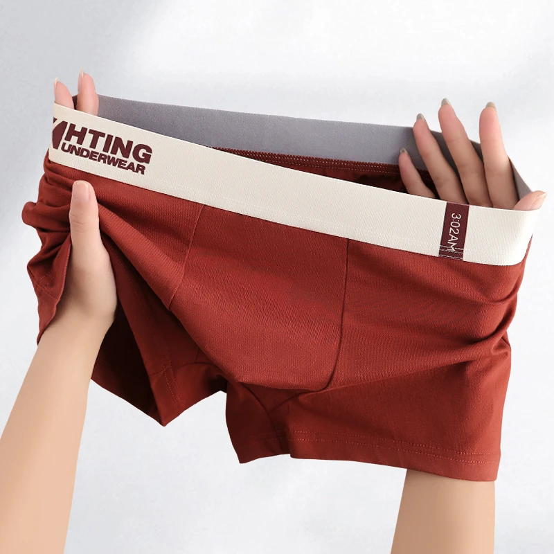 个性纯色棉质男士内裤新款男生潮流运动平角底裤男款男式四角短裤