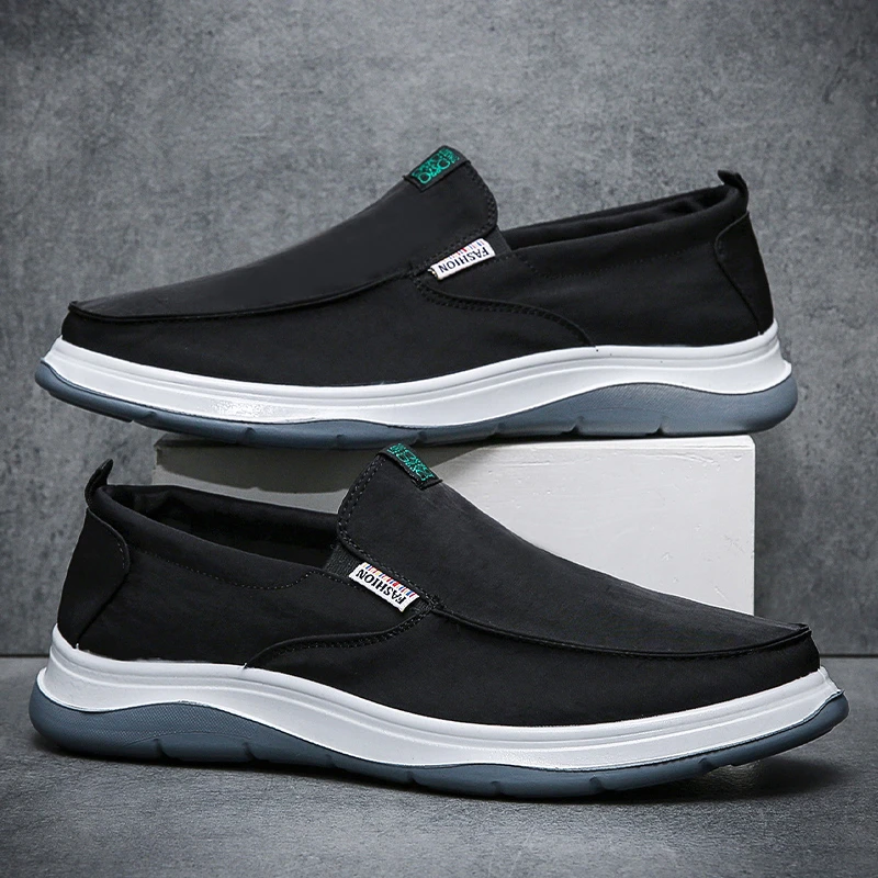 夏季新款正宗老北京布鞋男士透气舒适软底防滑一脚蹬轻便布鞋单鞋