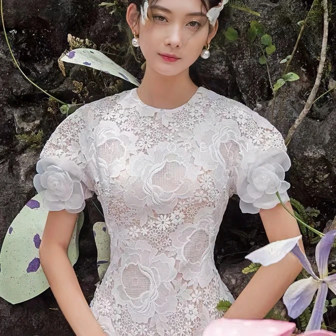 早春新款AMY越南小众高端轻奢精致优雅气质礼服收腰女神连衣裙女