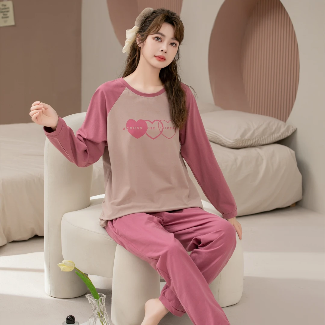 【爽棉】秋冬季磨毛厚款长袖长裤纯棉2023年新款睡衣女休闲家居服套