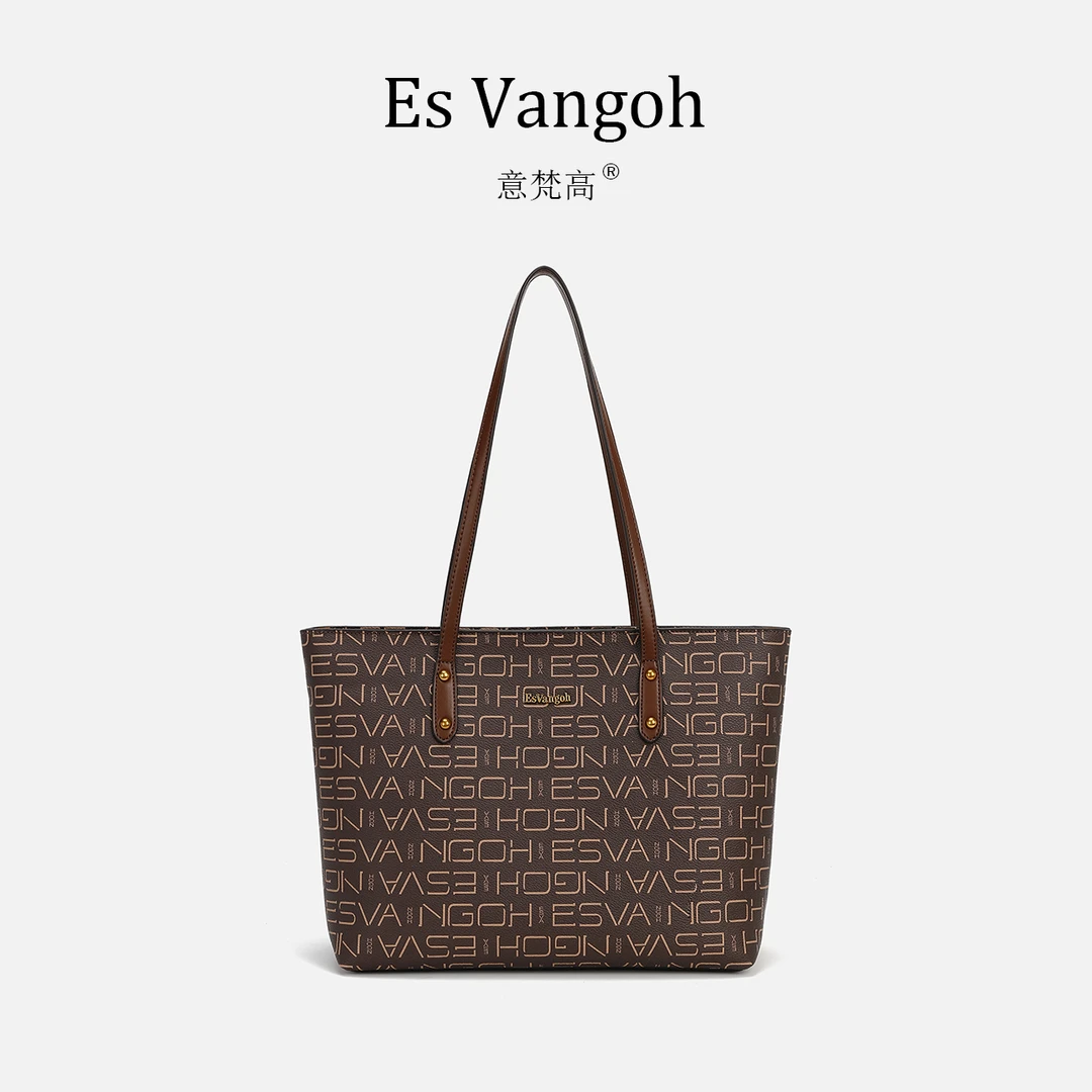 EsVangoh/意梵高 2024新款韩系印花大容量百搭手提托特包