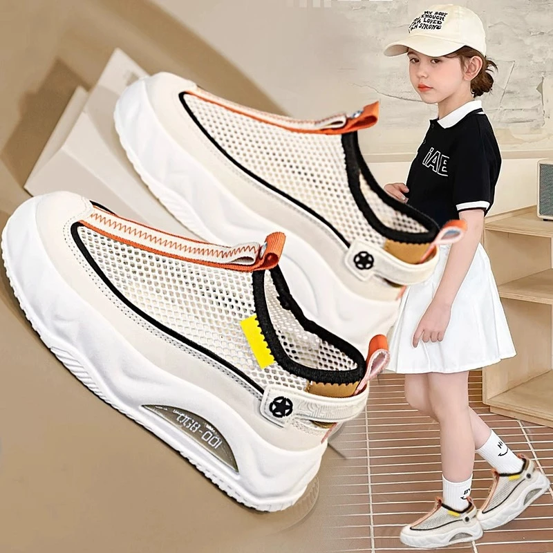 女童运动鞋2024新款夏季网面中大童单网鞋儿童透气软底轻便小白鞋