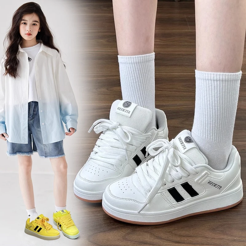 女童鞋子女士春秋新款软底洋气轻便中大童炸街儿童板鞋女童鞋子