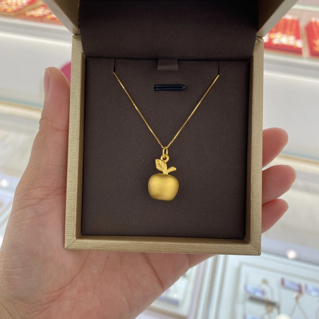 Chow Tai Seng/周大生新年圣诞好物磨砂足金苹果吊坠小苹果挂坠