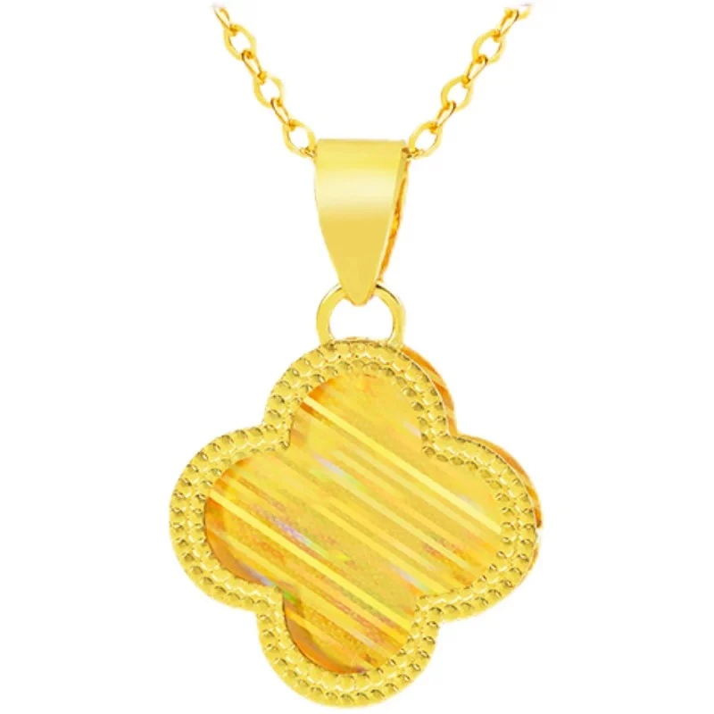 Chow Tai Seng/周大生女士时尚闪光简约流金岁月四叶草足金吊坠