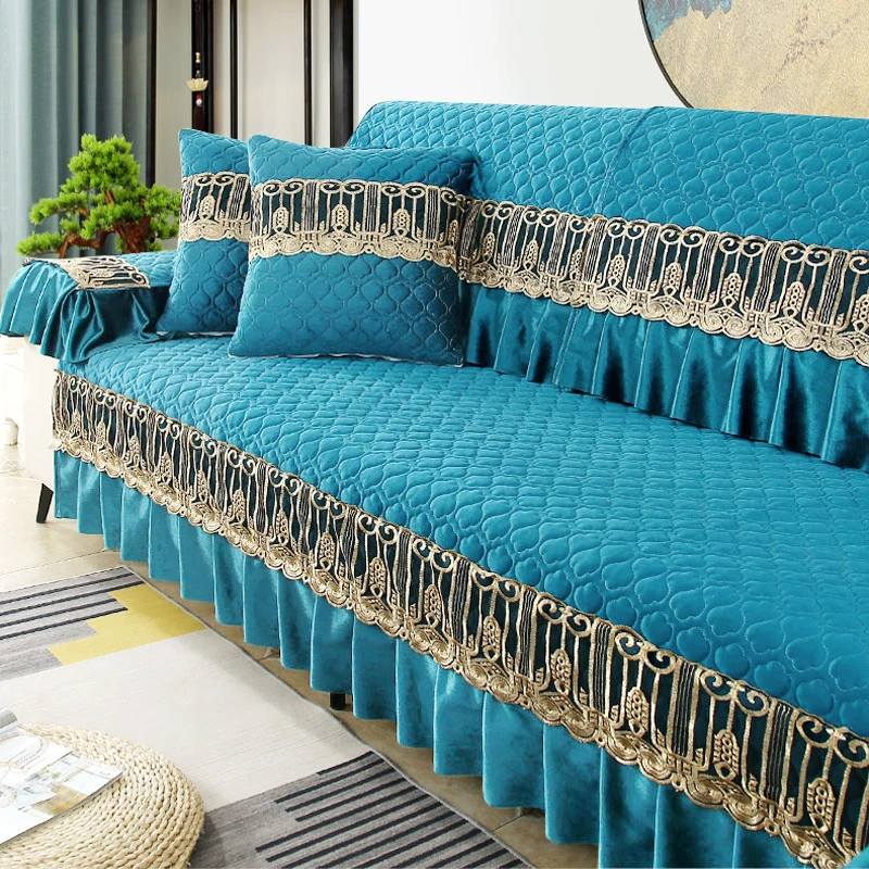 轻奢毛绒沙发垫四季通用简约防滑坐垫子高档欧式加厚沙发套罩盖巾